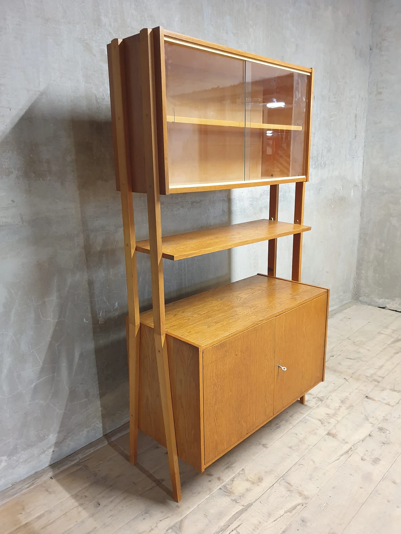 Wood and glass bookcase by F. Jirák for Tatra Nábytok, 1960s 6