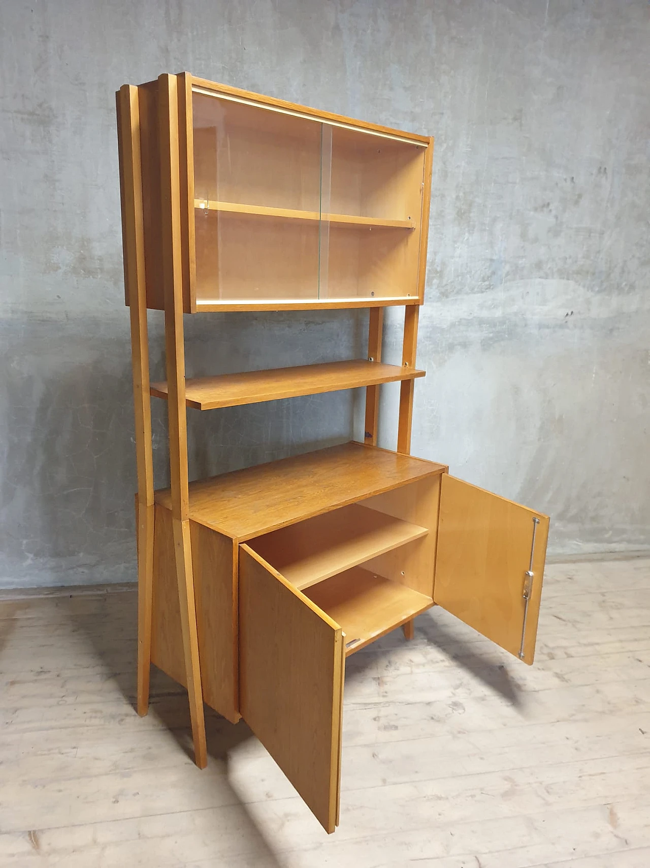 Wood and glass bookcase by F. Jirák for Tatra Nábytok, 1960s 8