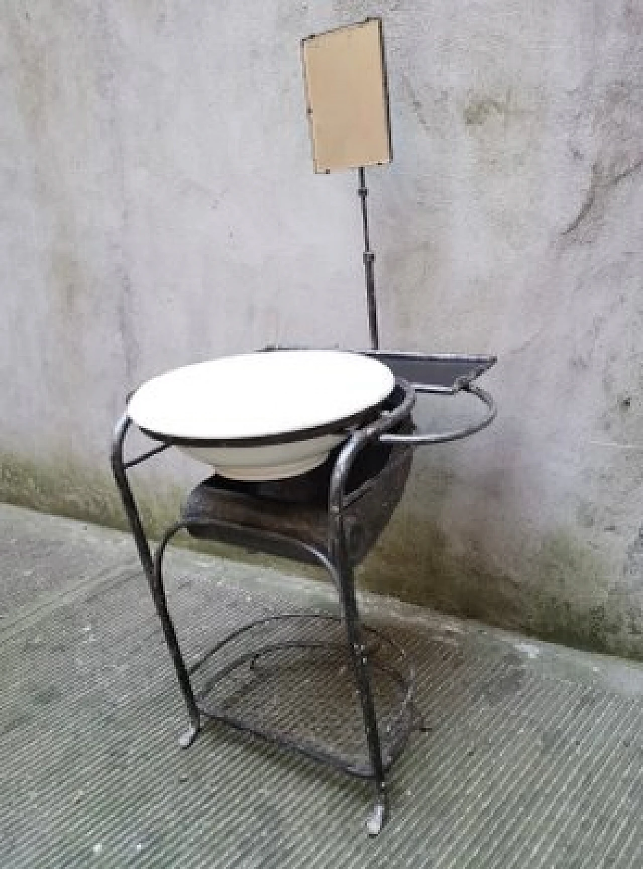 Iron vanity table with mirror and bowl, 1930s 2