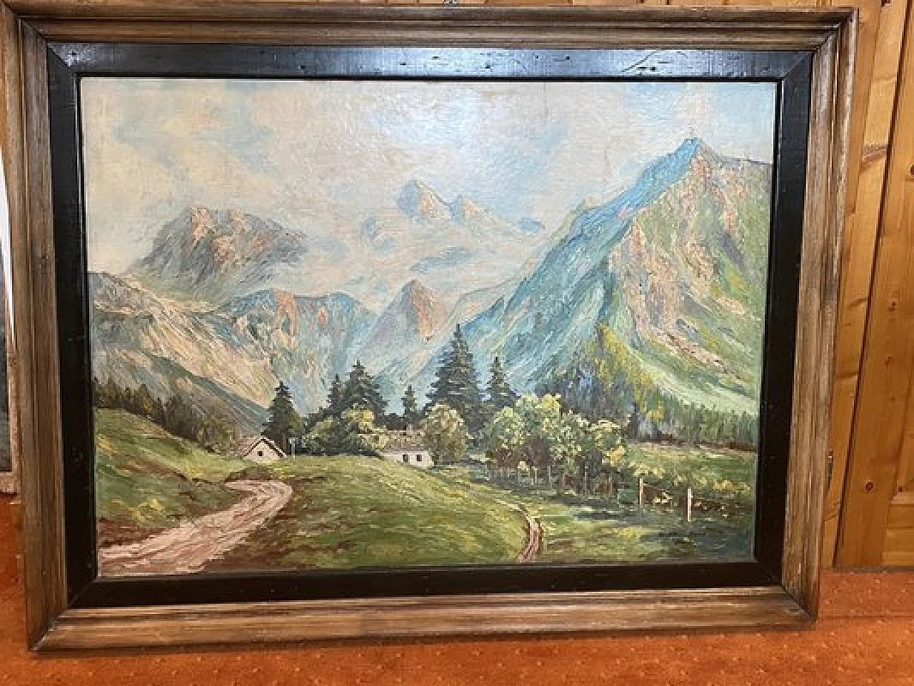 Mont Blanc landscape, oil painting, 1950s 1
