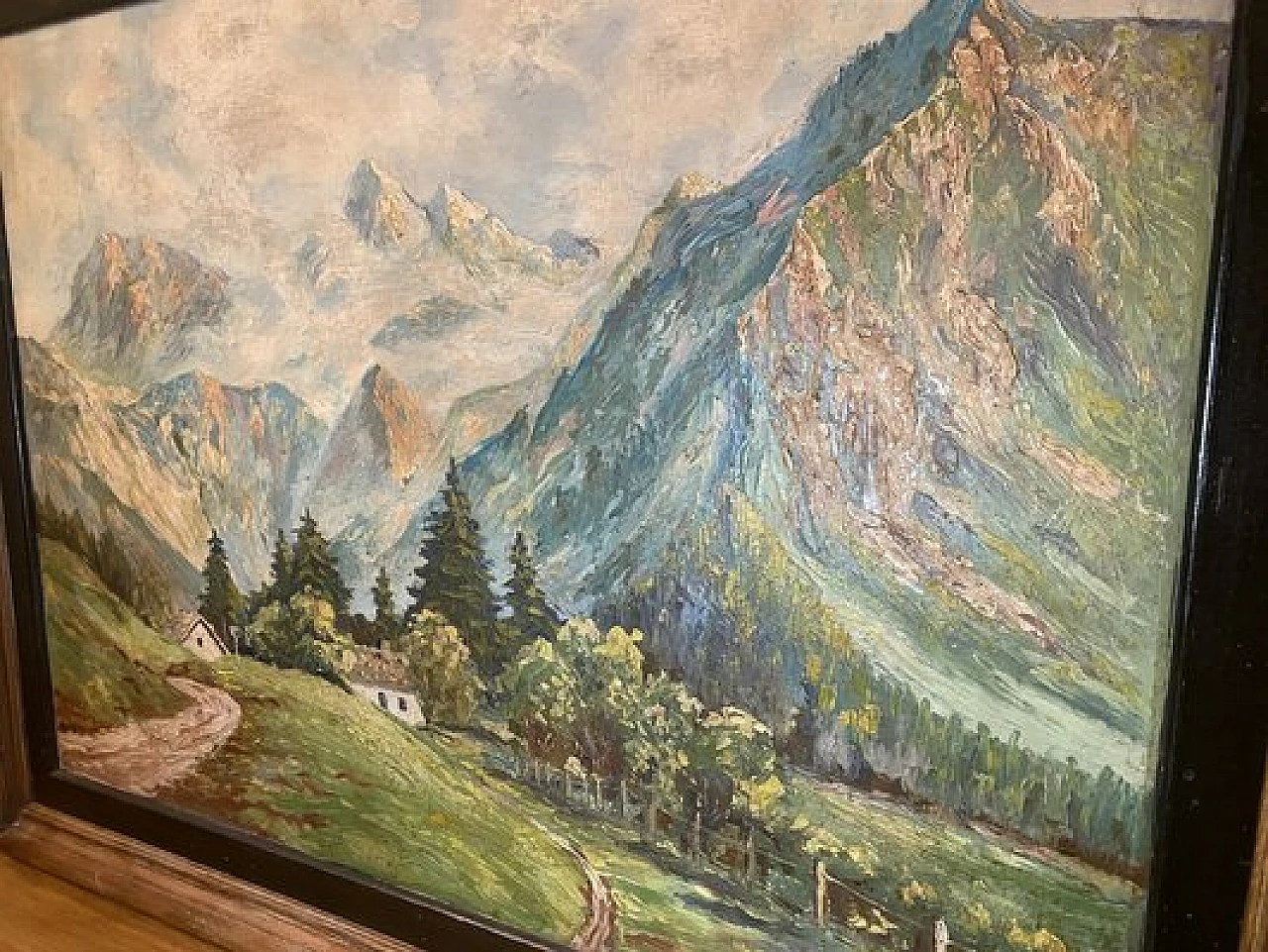 Mont Blanc landscape, oil painting, 1950s 3