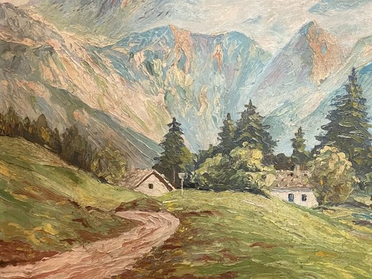 Mont Blanc landscape, oil painting, 1950s 4