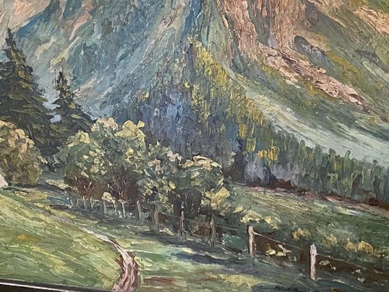Mont Blanc landscape, oil painting, 1950s 5