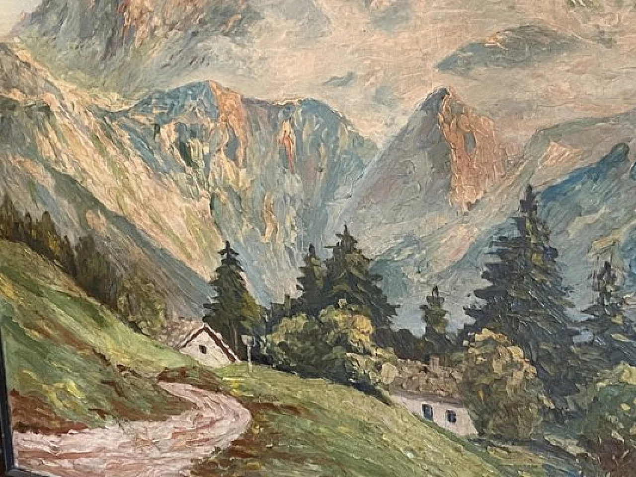 Mont Blanc landscape, oil painting, 1950s 6