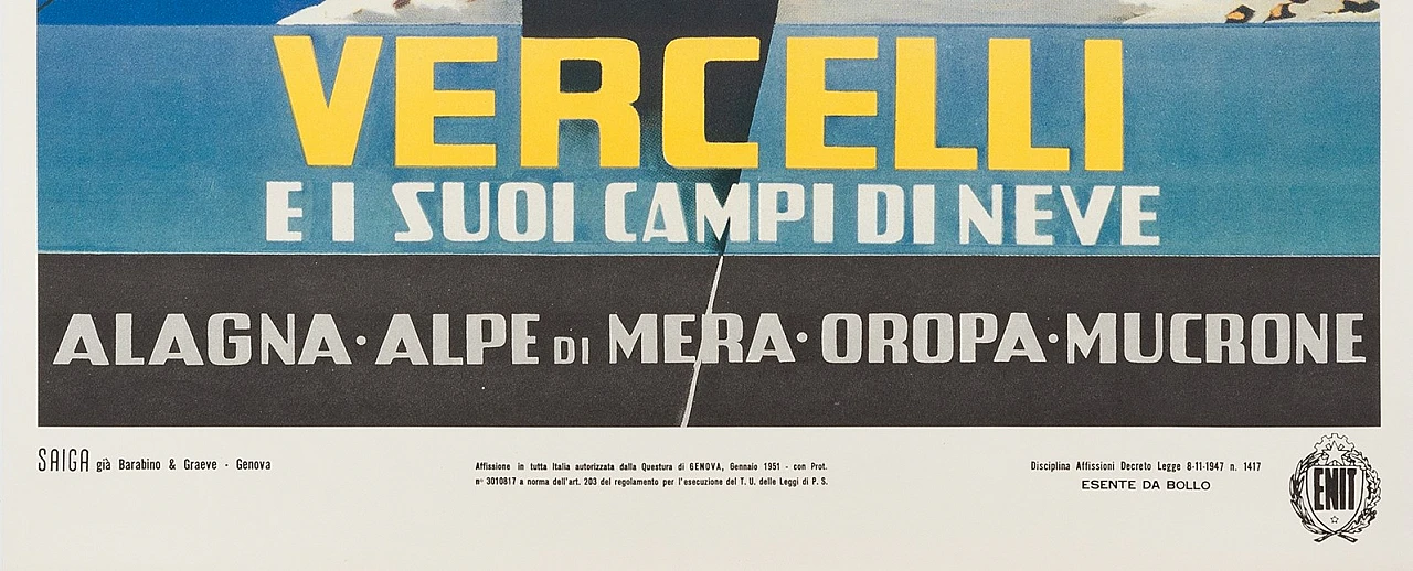 Poster Vercelli e i suoi Campi di Neve di A. Campagnoli, anni '70 3