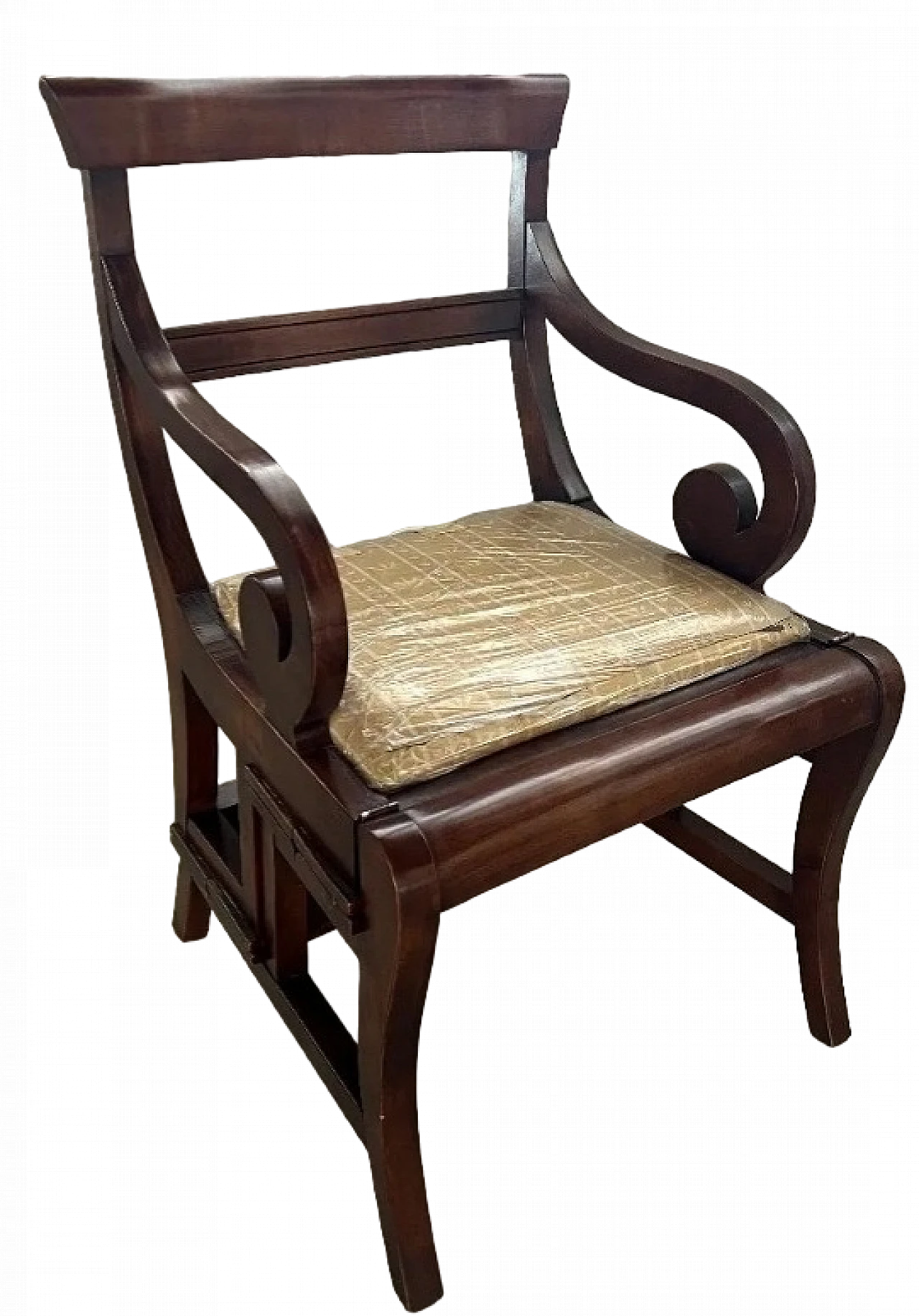 Mahogany wood library ladder chair, 1980s 15