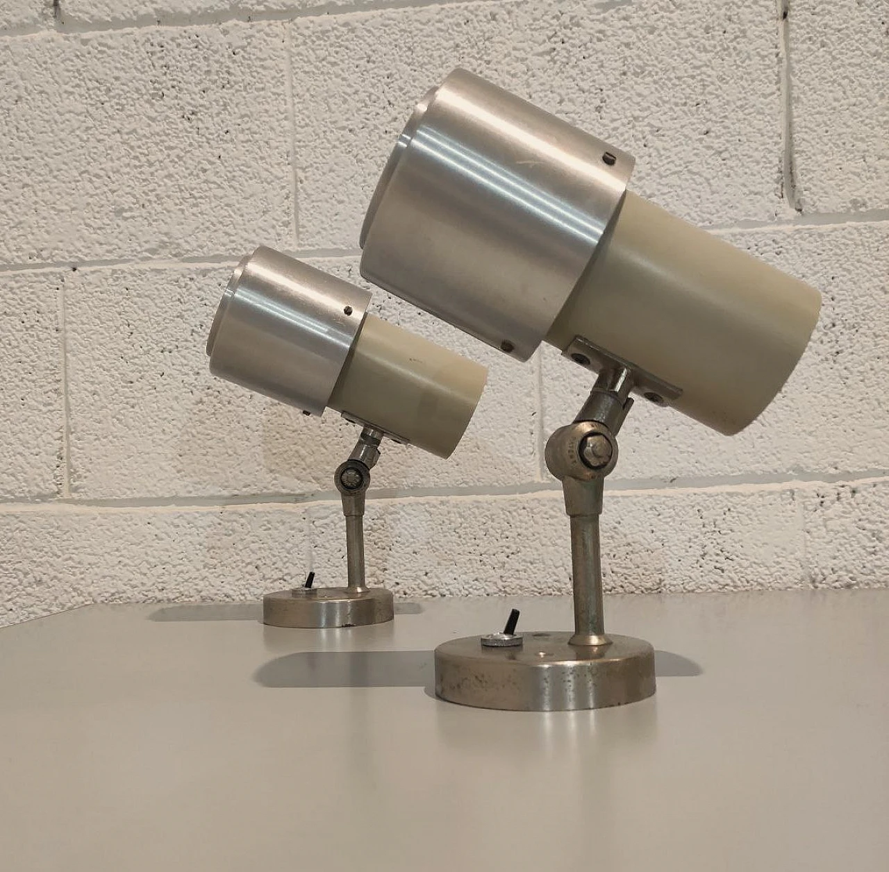 Pair of metal adjustable wall lights by Stilnovo, 1950s 2