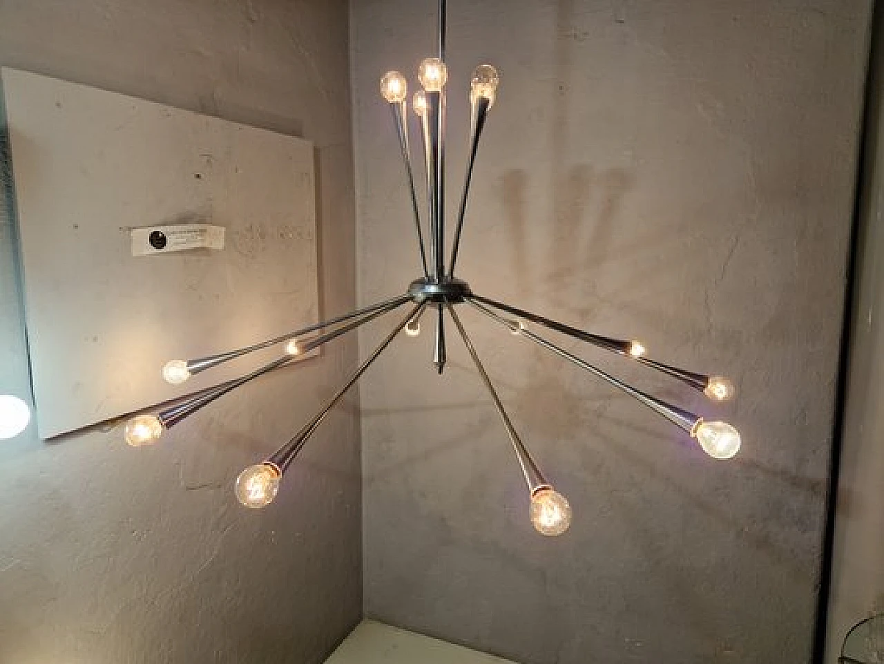 Sputnik brass chandelier by Oscar Torlasco, 1960s 1