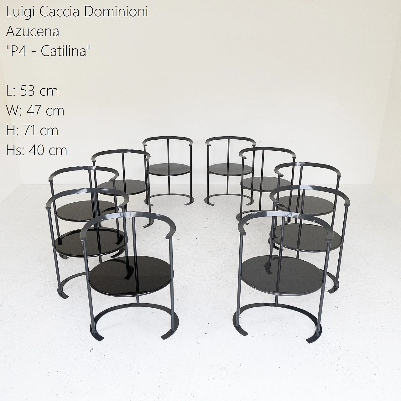 10 P4 Catilina chairs by Luigi Caccia Dominioni for Azucena, 1960s 1