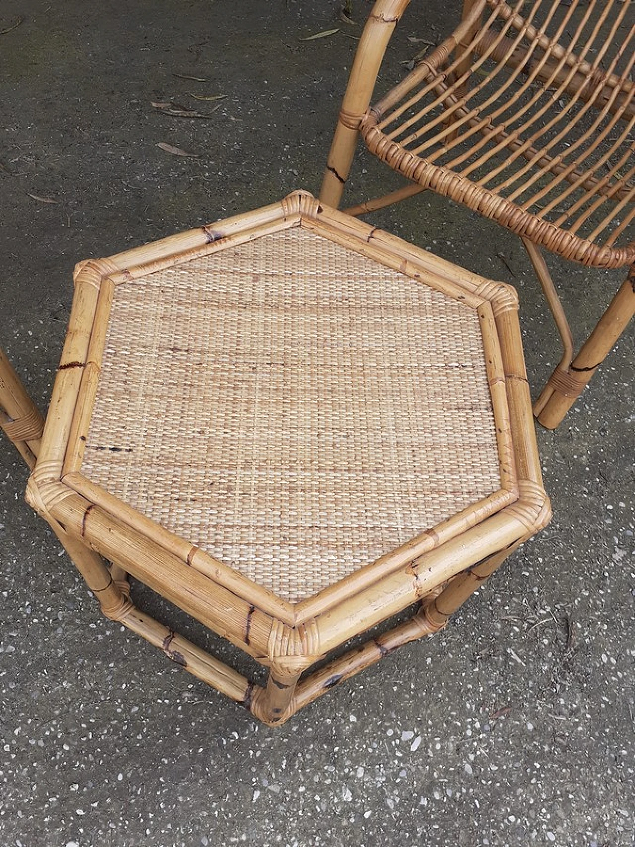 Pair of bamboo chairs and coffee table, 1970s 3