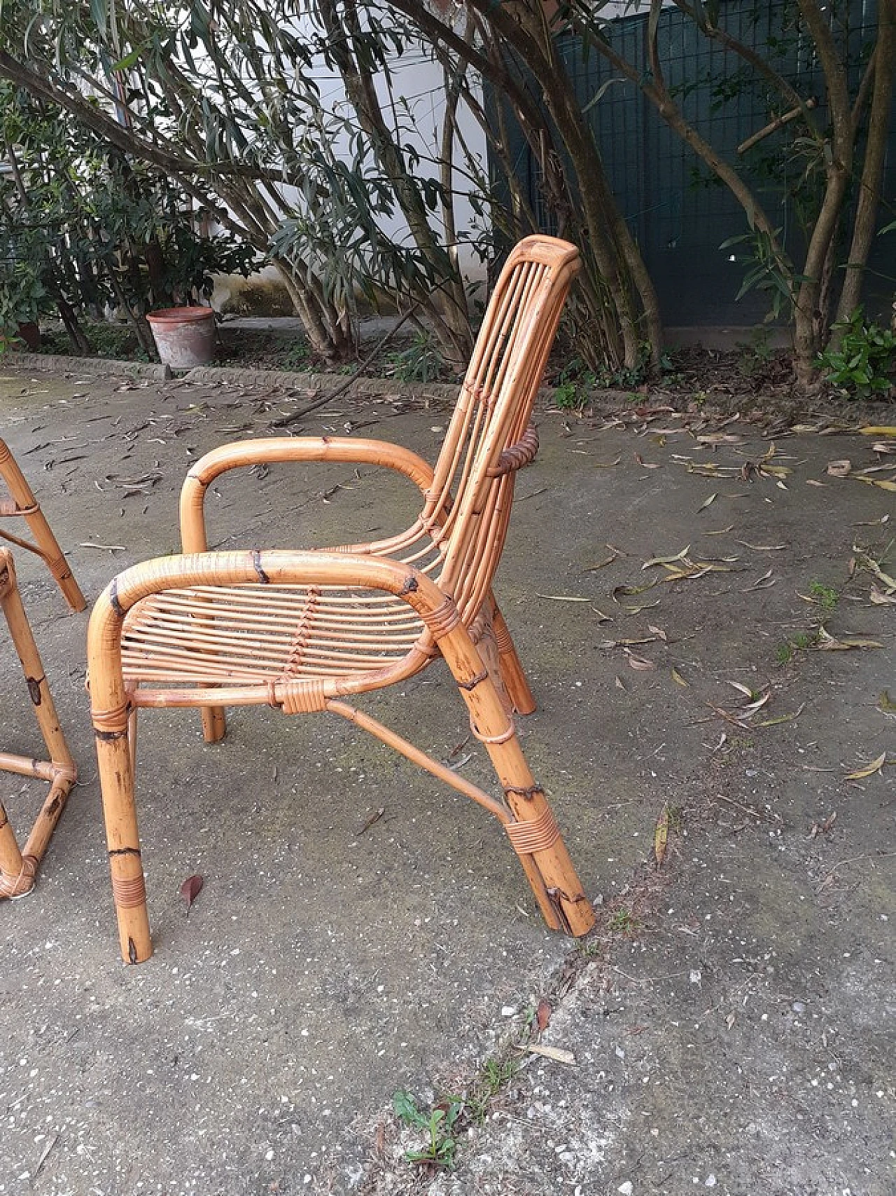 Pair of bamboo chairs and coffee table, 1970s 5