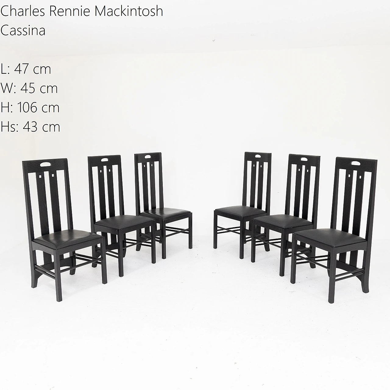 6 Chairs by Charles Rennie Mackintosh for Cassina, 1970s 1