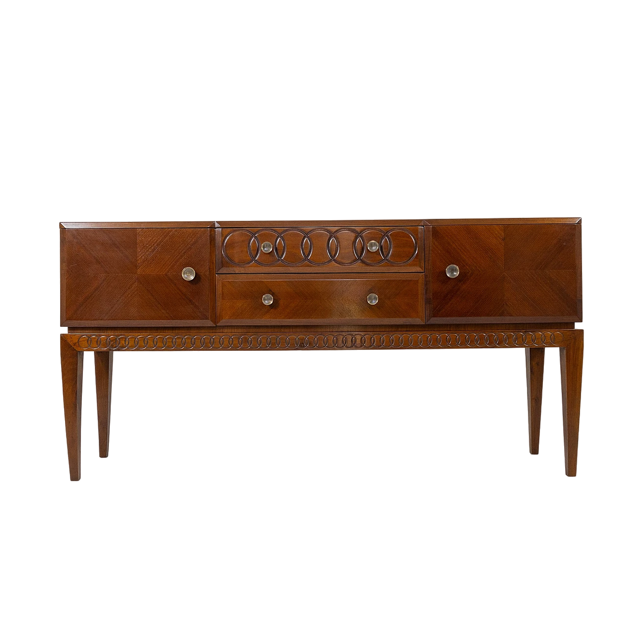 Walnut sideboard with carved details, 1930s 2