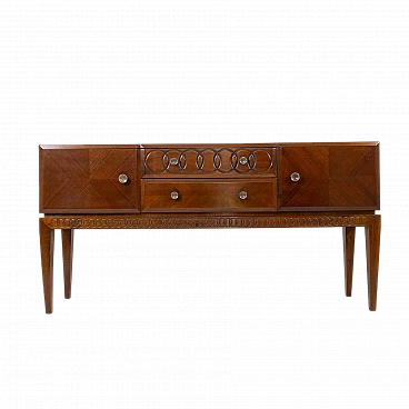 Walnut sideboard with carved details, 1930s