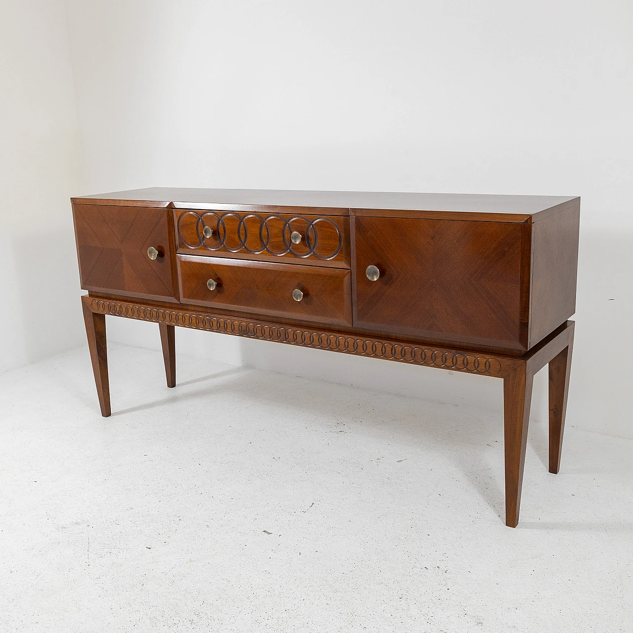 Walnut sideboard with carved details, 1930s 3