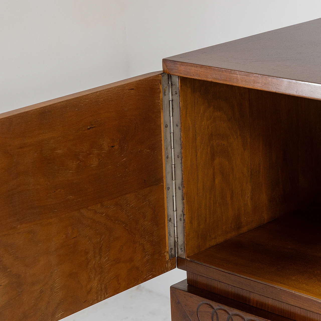 Walnut sideboard with carved details, 1930s 6