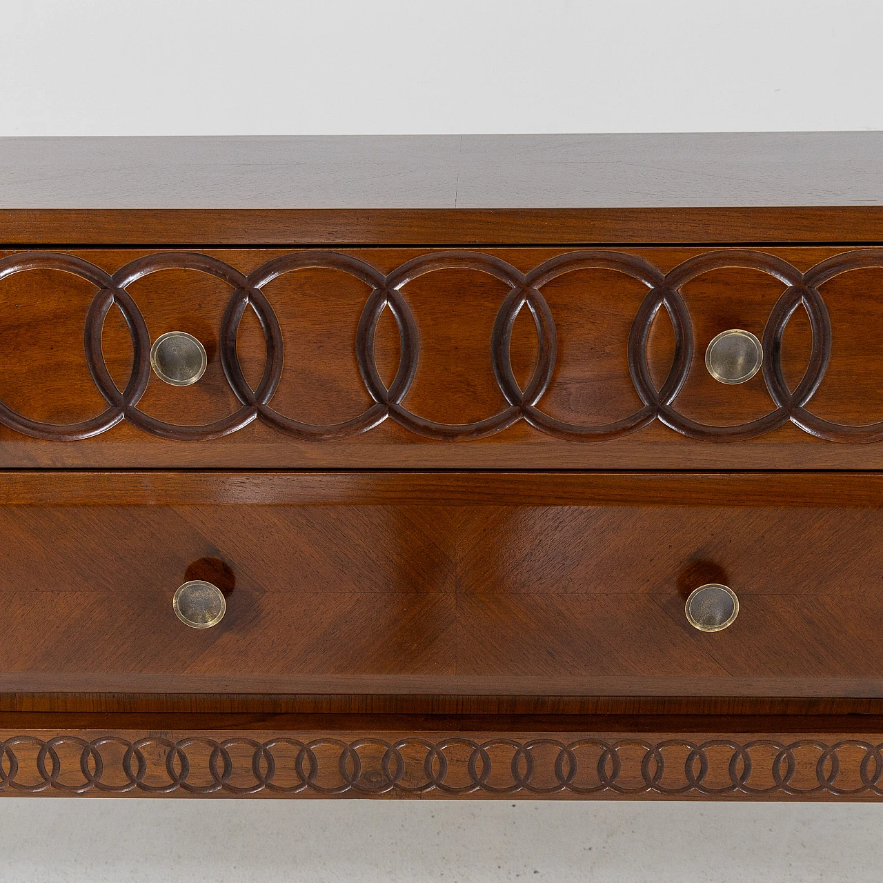 Walnut sideboard with carved details, 1930s 9