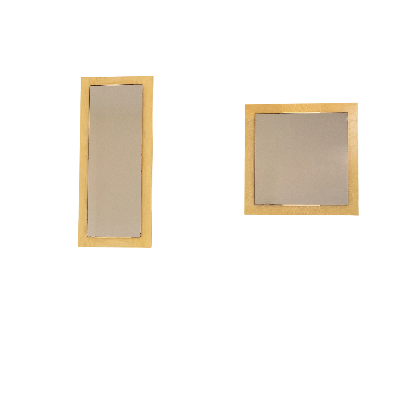 Pair of ash and pinkish smoked glass mirrors, 1980s 2