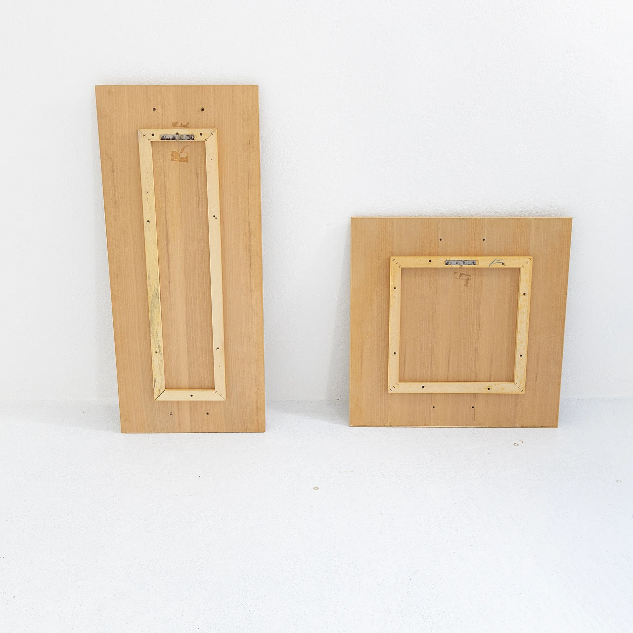 Pair of ash and pinkish smoked glass mirrors, 1980s 10