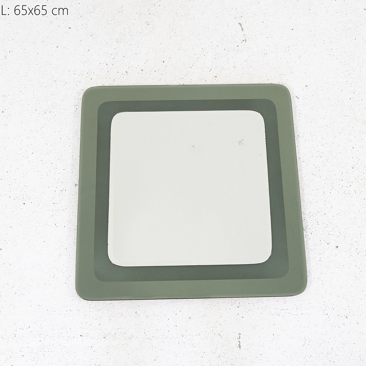 Square mirror with green cut glass frame, 1980s 1