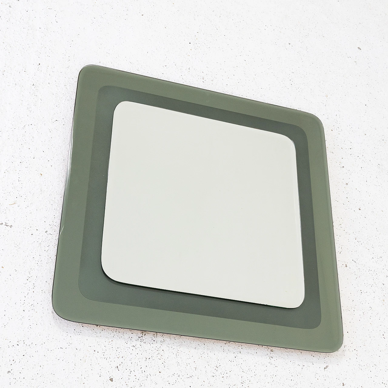 Square mirror with green cut glass frame, 1980s 4