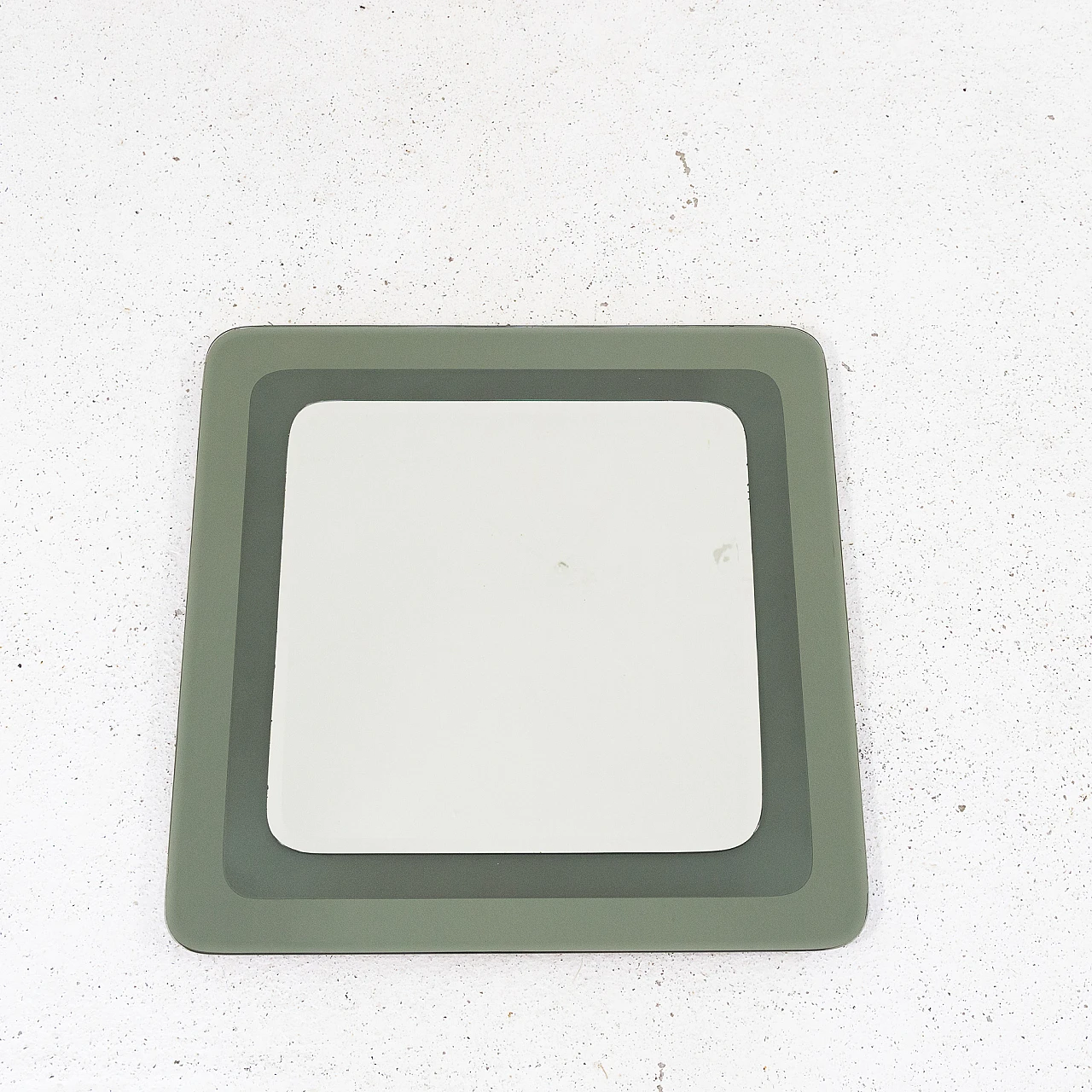 Square mirror with green cut glass frame, 1980s 7