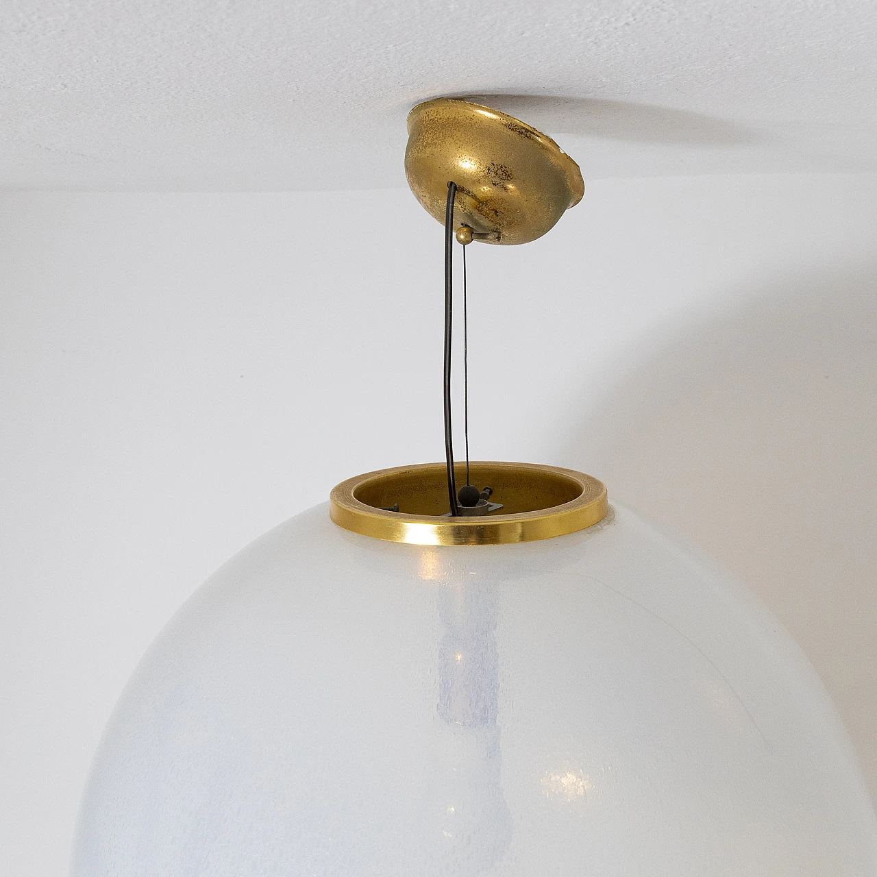 Spherical pulegoso glass chandelier with decoration, 1960s 10