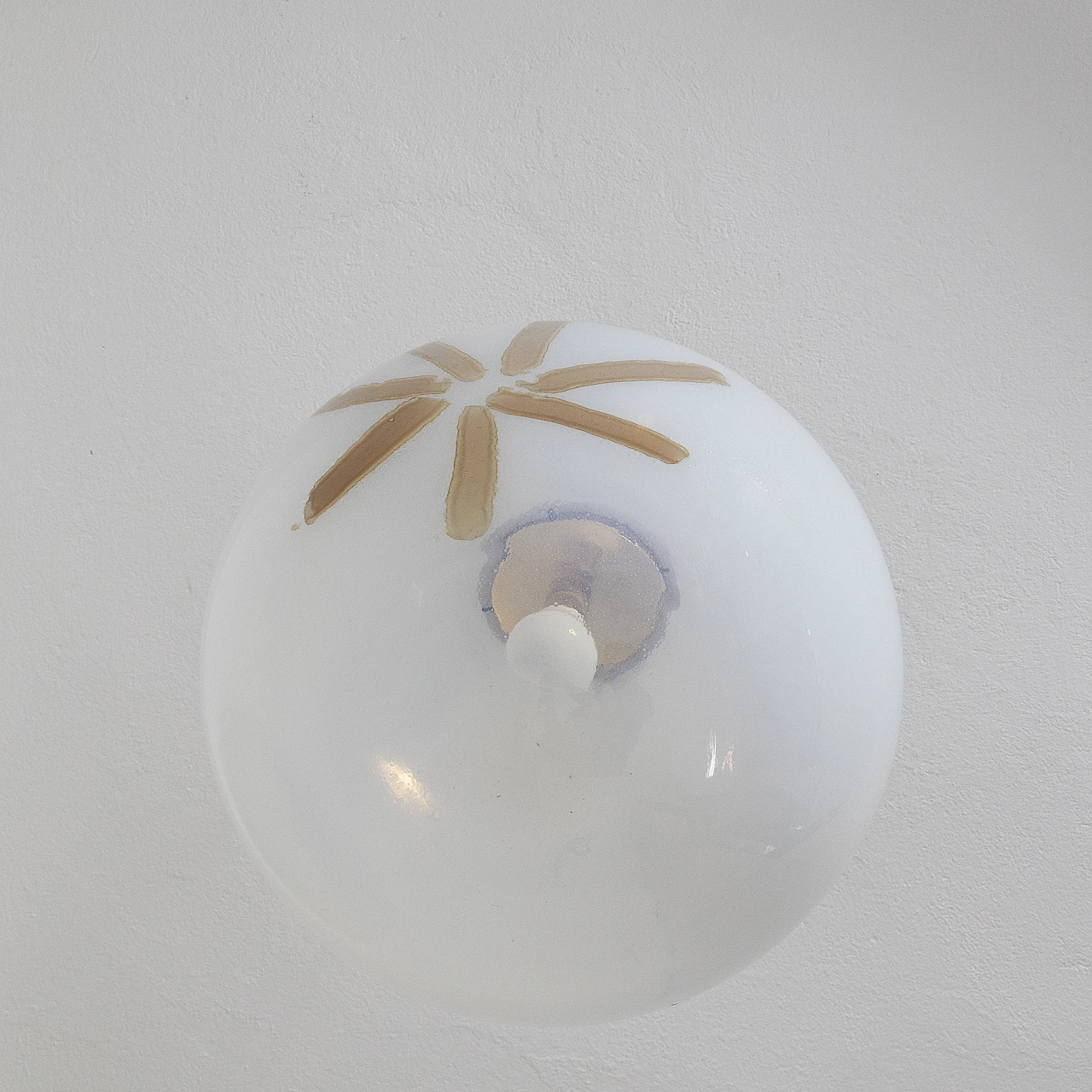 Spherical pulegoso glass chandelier with decoration, 1960s 11