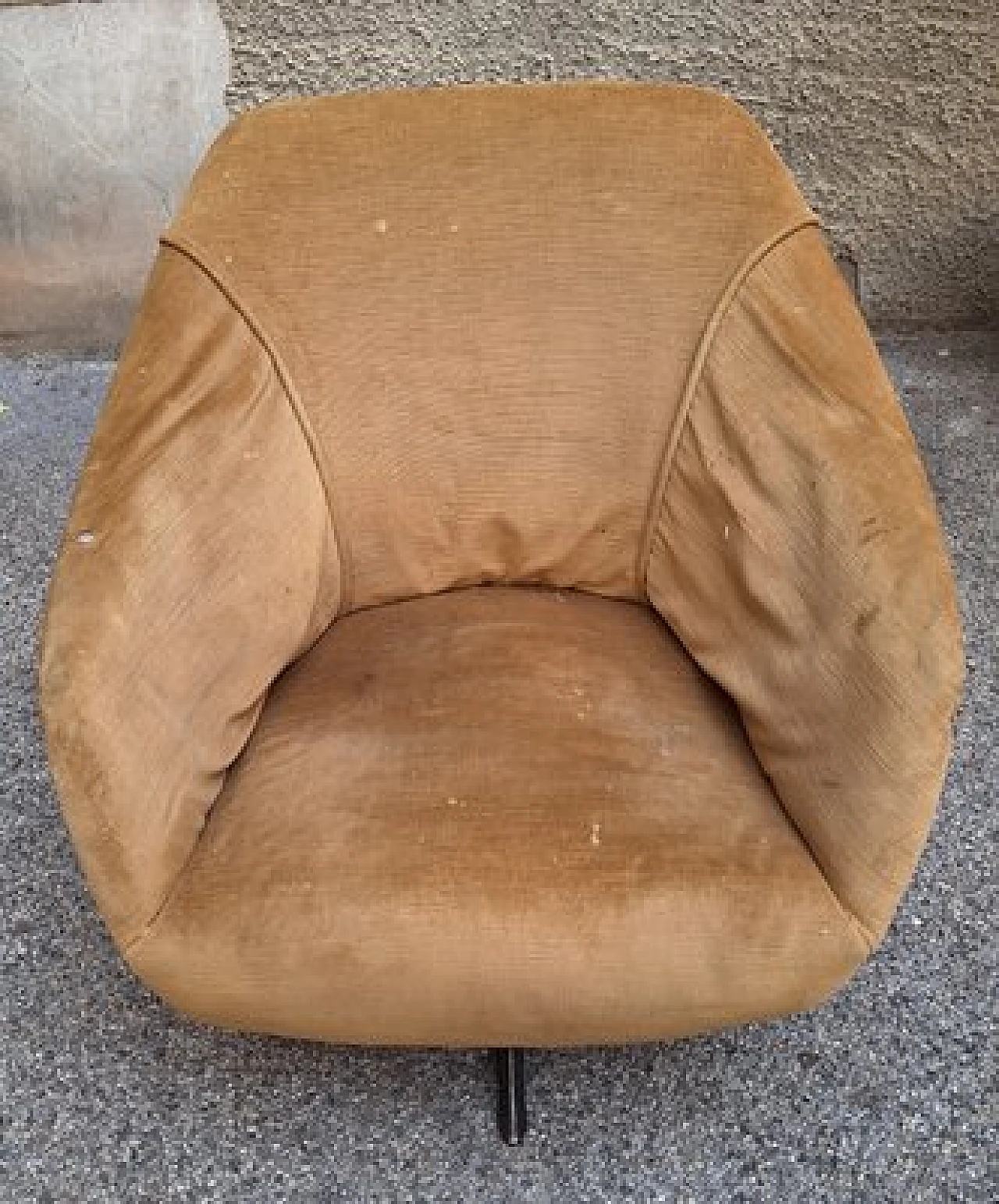 P32 armchair in iron and brown fabric by O. Borsani for Tecno, 1948 1