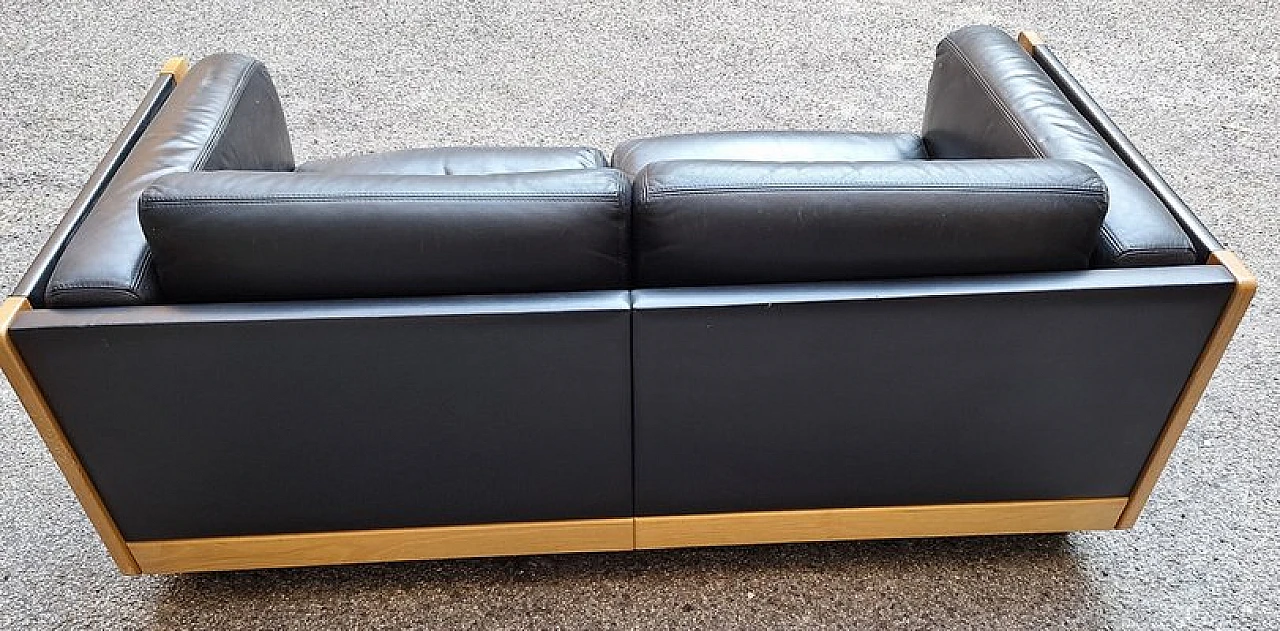 Black leather 920 sofa by Afra & Tobia Scarpa for Cassina, 1970s 4