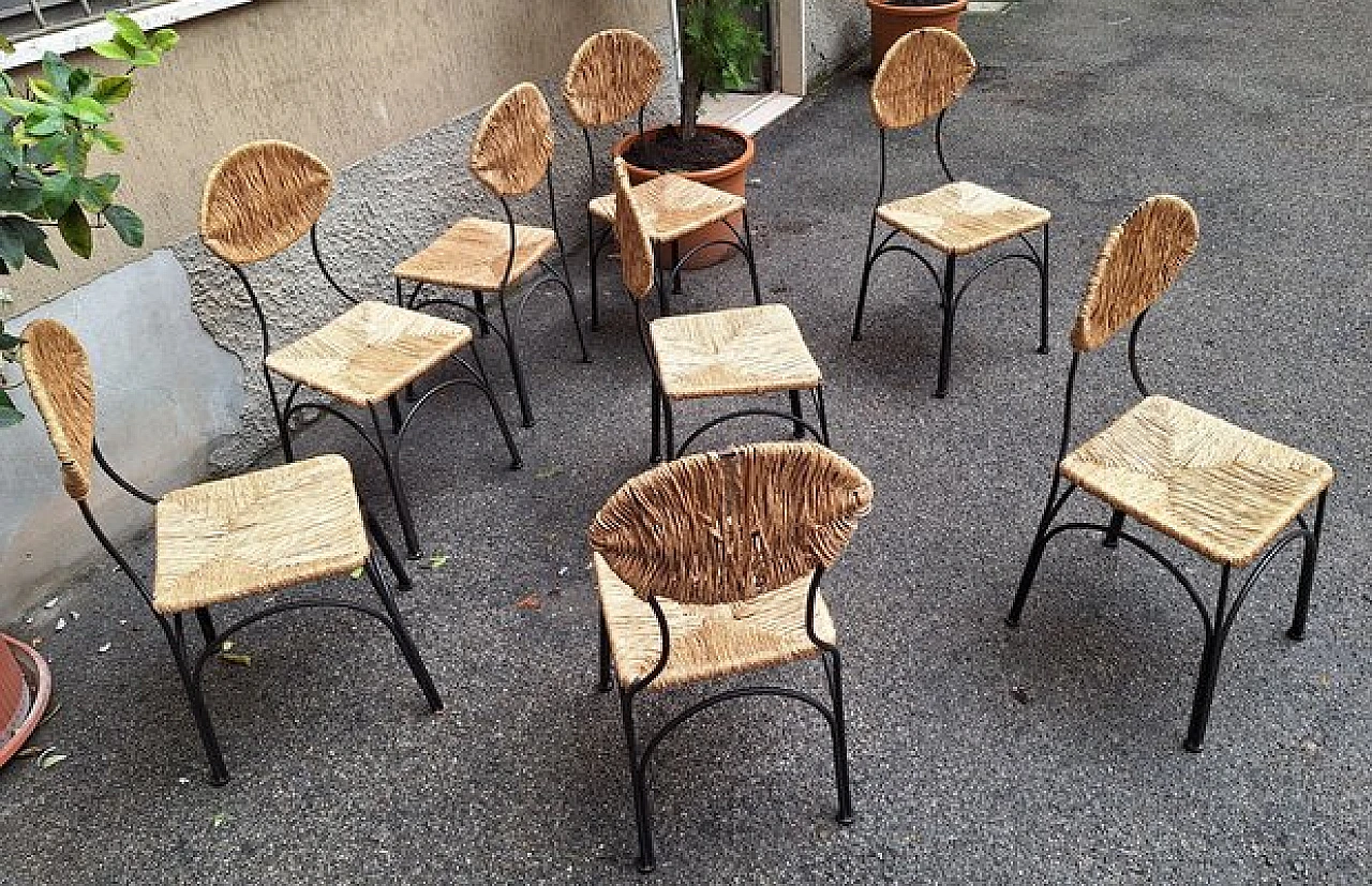 8 Banana chairs in iron & wicker by Tom Dixon for Cappellini, 1980s 4