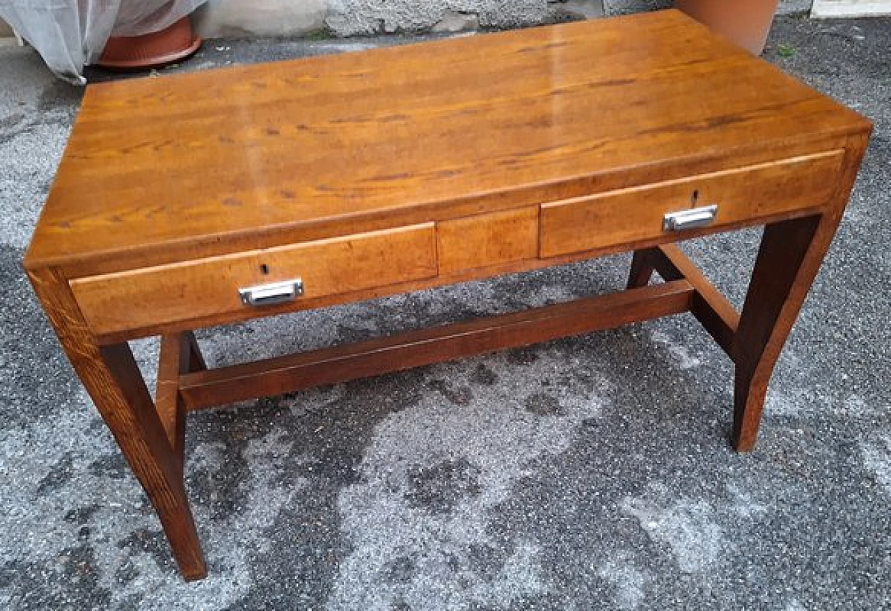 Wooden desk with double drawer and chair by Gio Ponti, 1940s 2