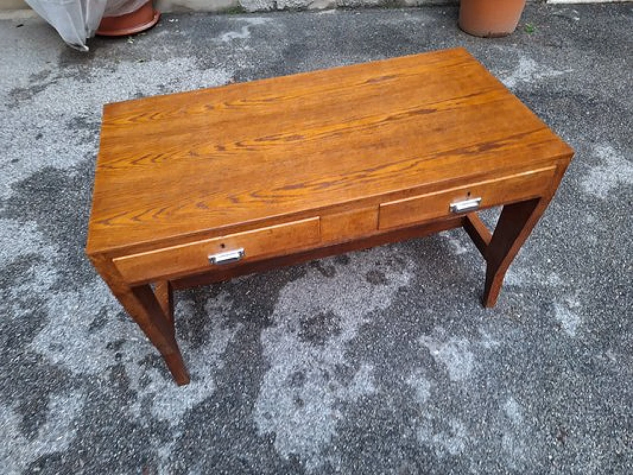 Wooden desk with double drawer and chair by Gio Ponti, 1940s 3