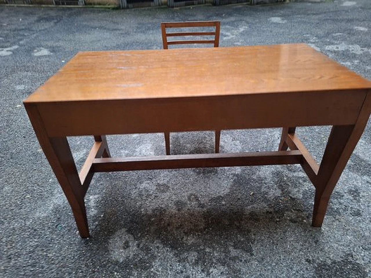 Wooden desk with double drawer and chair by Gio Ponti, 1940s 6