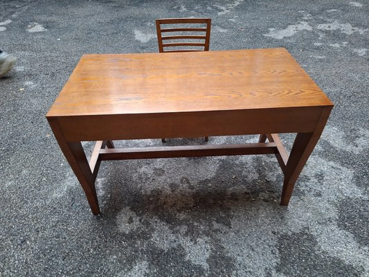 Wooden desk with double drawer and chair by Gio Ponti, 1940s 10