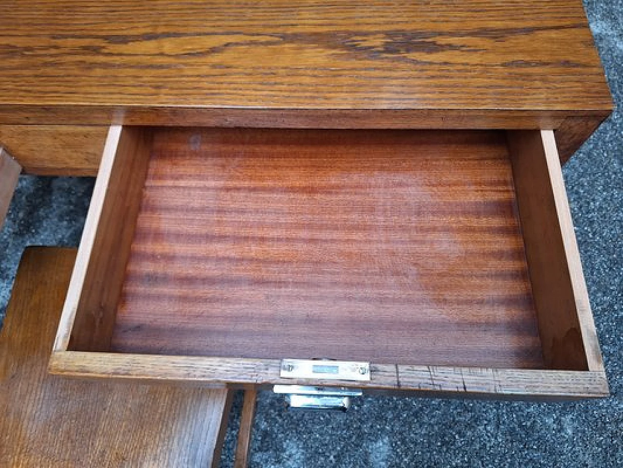 Wooden desk with double drawer and chair by Gio Ponti, 1940s 13