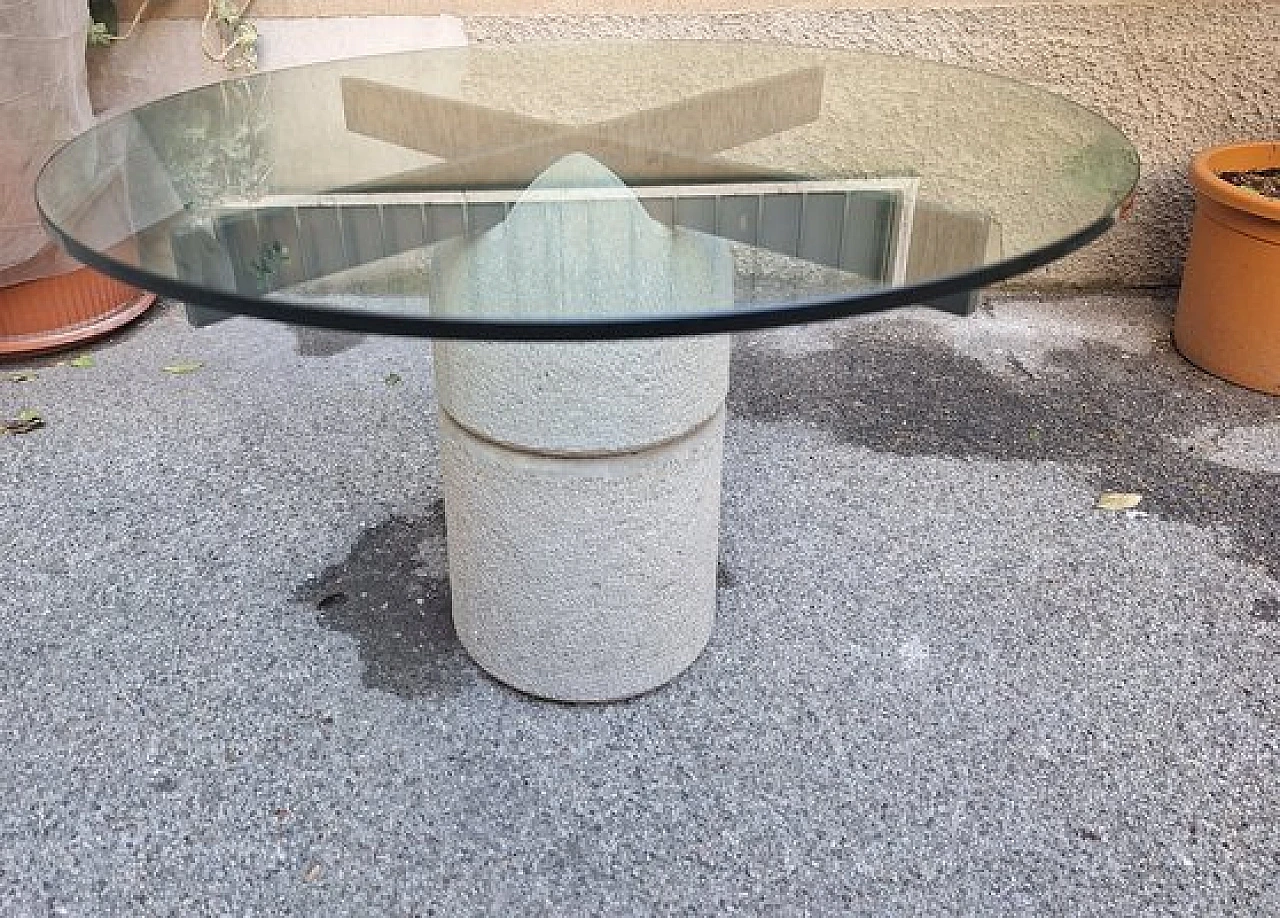 Table Parakarro in glass & stone by G. Offredi for Saporiti, 1970s 1