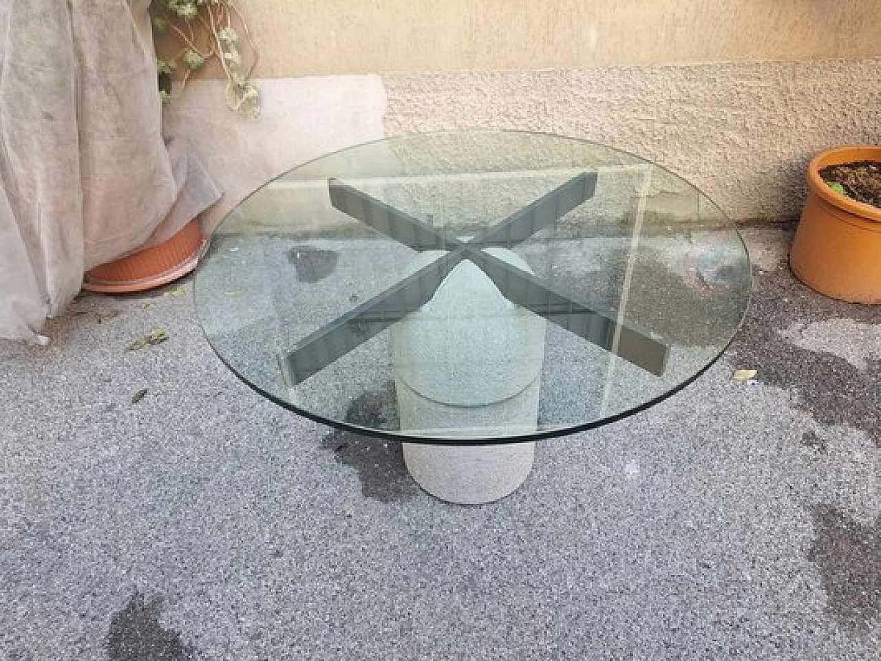 Table Parakarro in glass & stone by G. Offredi for Saporiti, 1970s 4