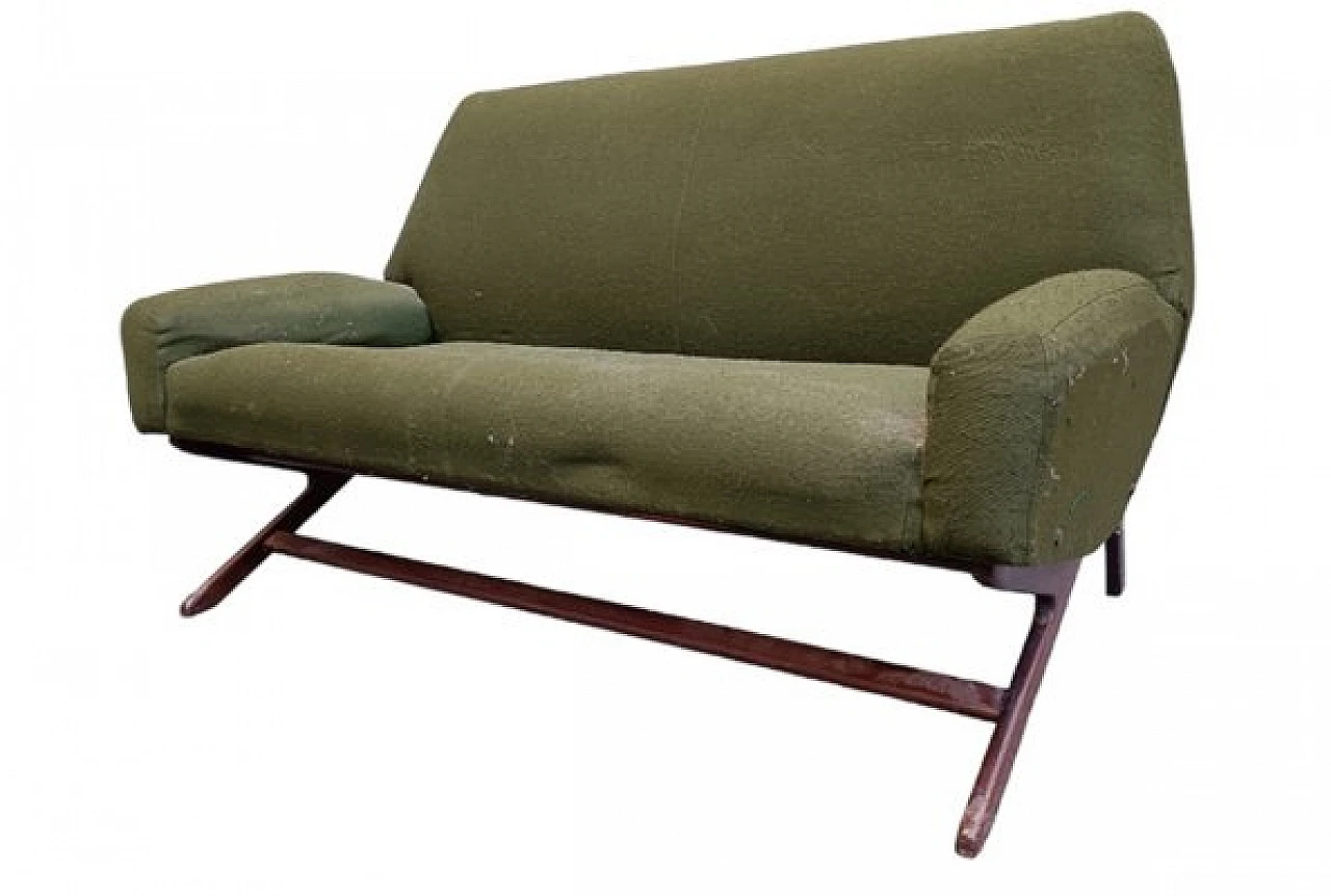 2-Seater green sofa by Gianfranco Frattini for Cassina, 1950s 1