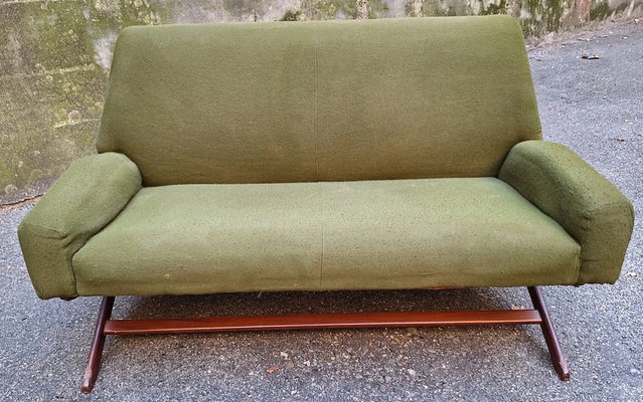 2-Seater green sofa by Gianfranco Frattini for Cassina, 1950s 2