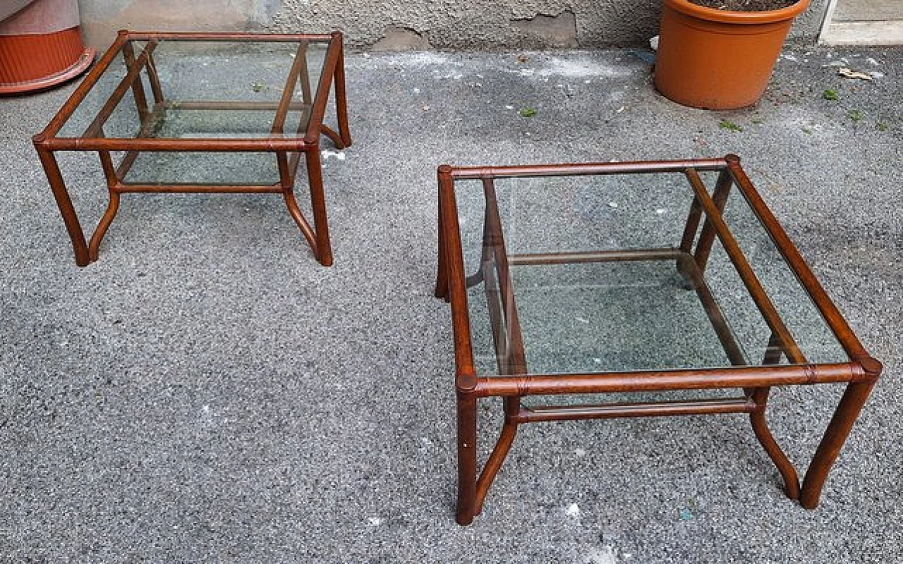 Bamboo and glass coffee table by Lyda Levi for McGuire, 1970s 3