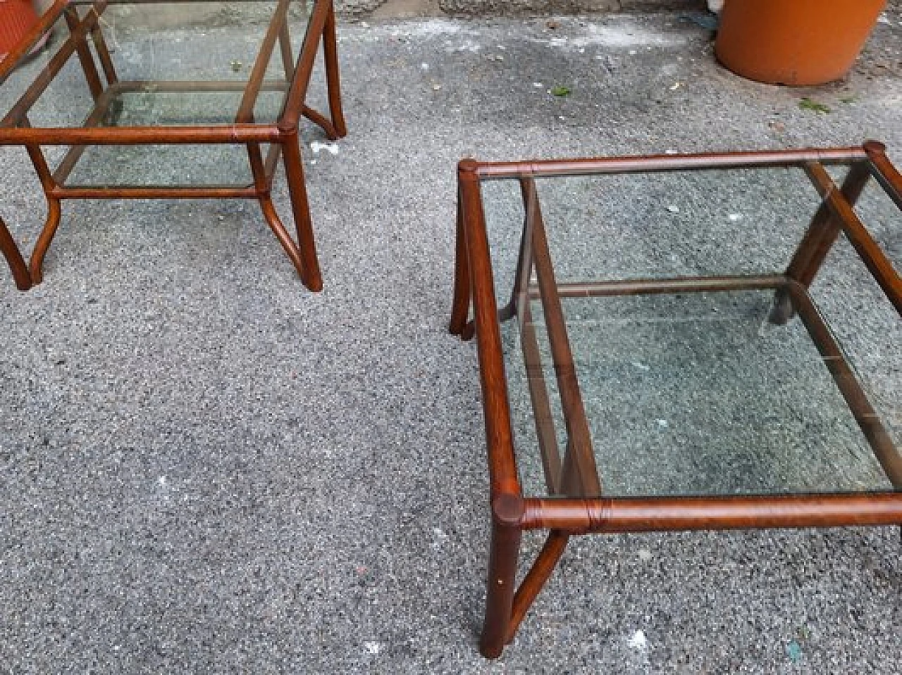 Bamboo and glass coffee table by Lyda Levi for McGuire, 1970s 4