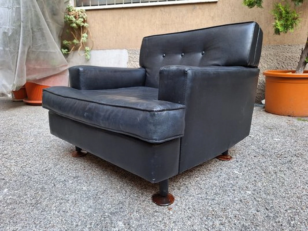 Poltrona Regent in pelle nera di Marco Zanuso per Arflex, anni '50 2