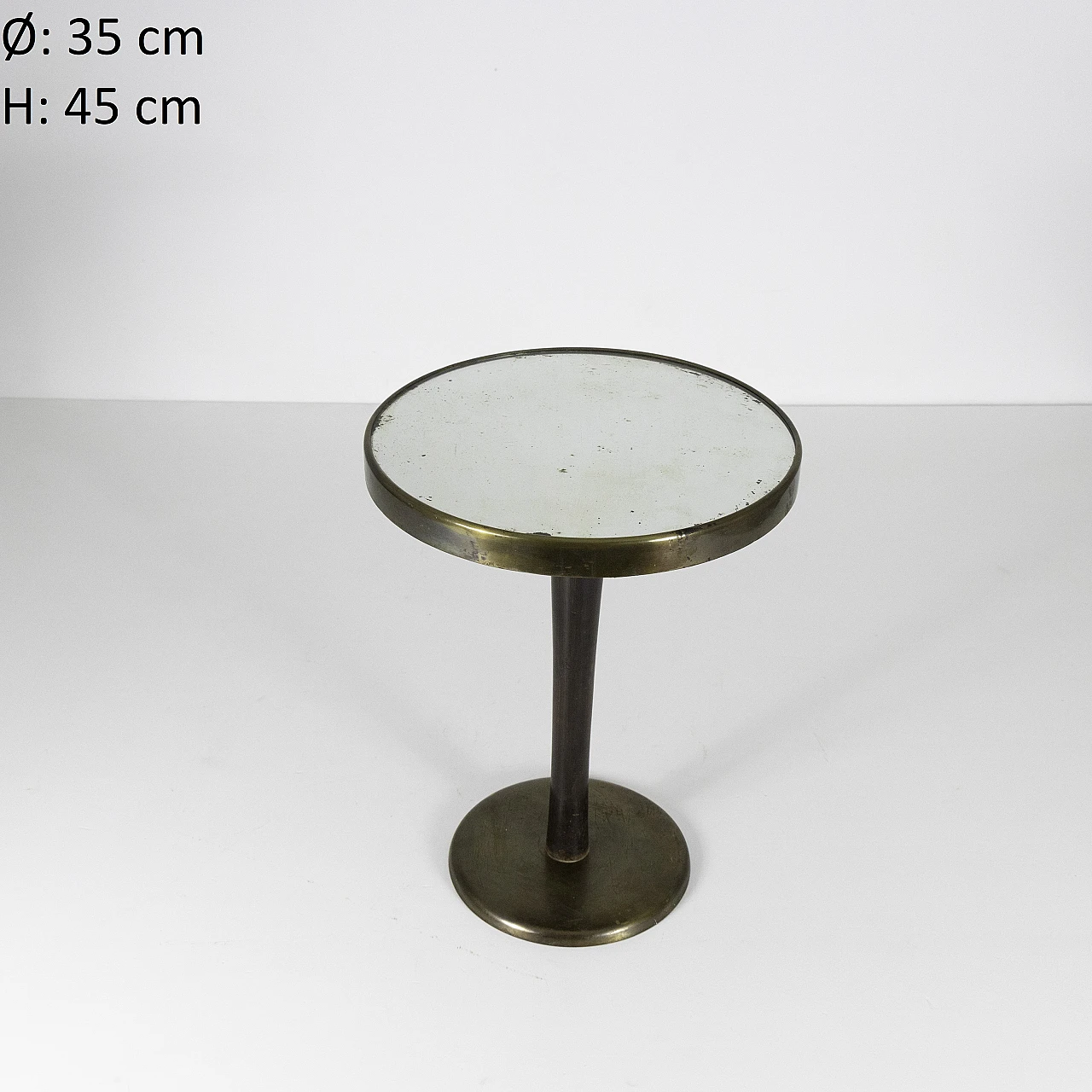 Round walnut, mirrored glass and brass coffee table, 1940s 1