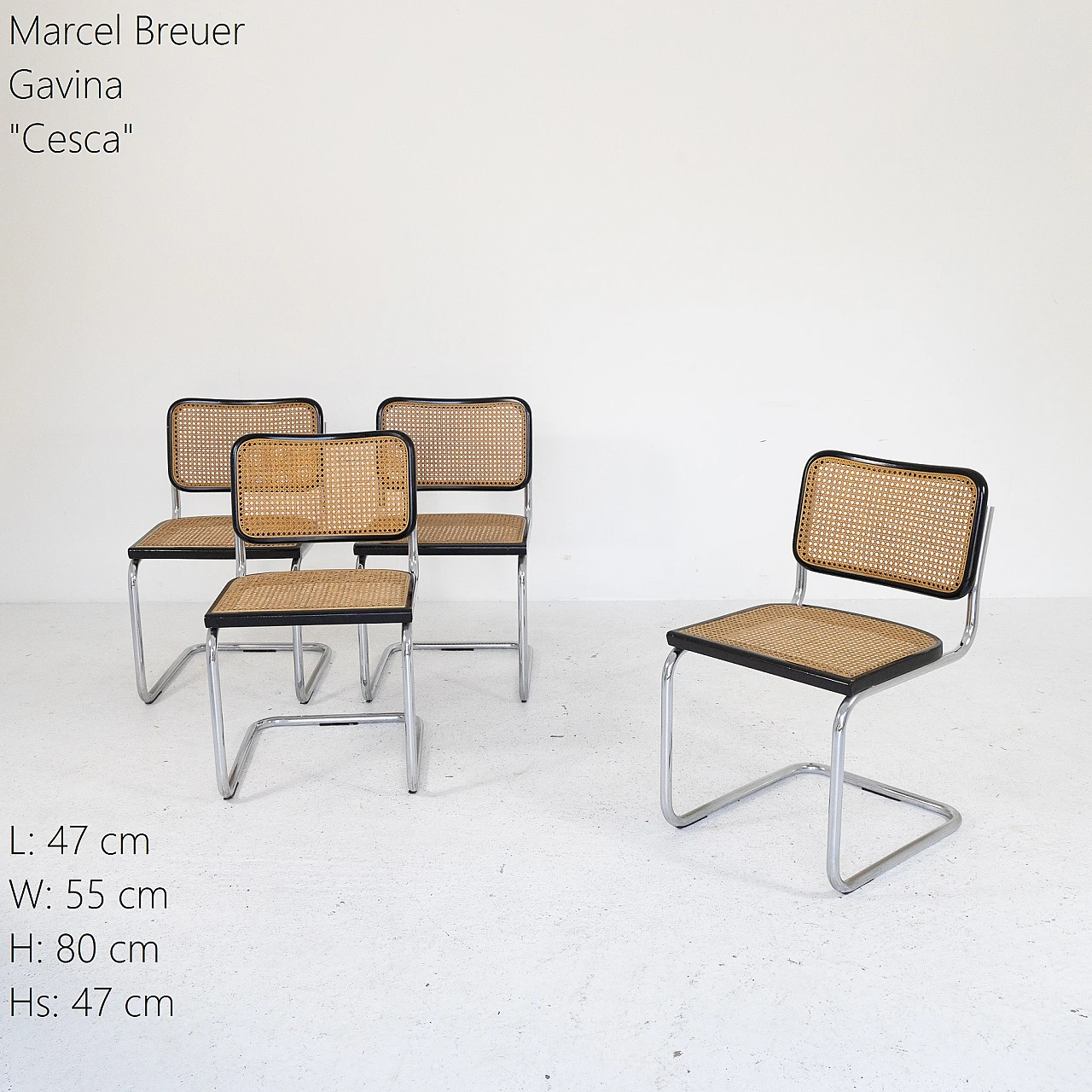 4 Cesca chairs by M. Breuer for Gavina, 1970s 3