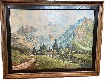 Mont Blanc landscape, oil painting, 1950s