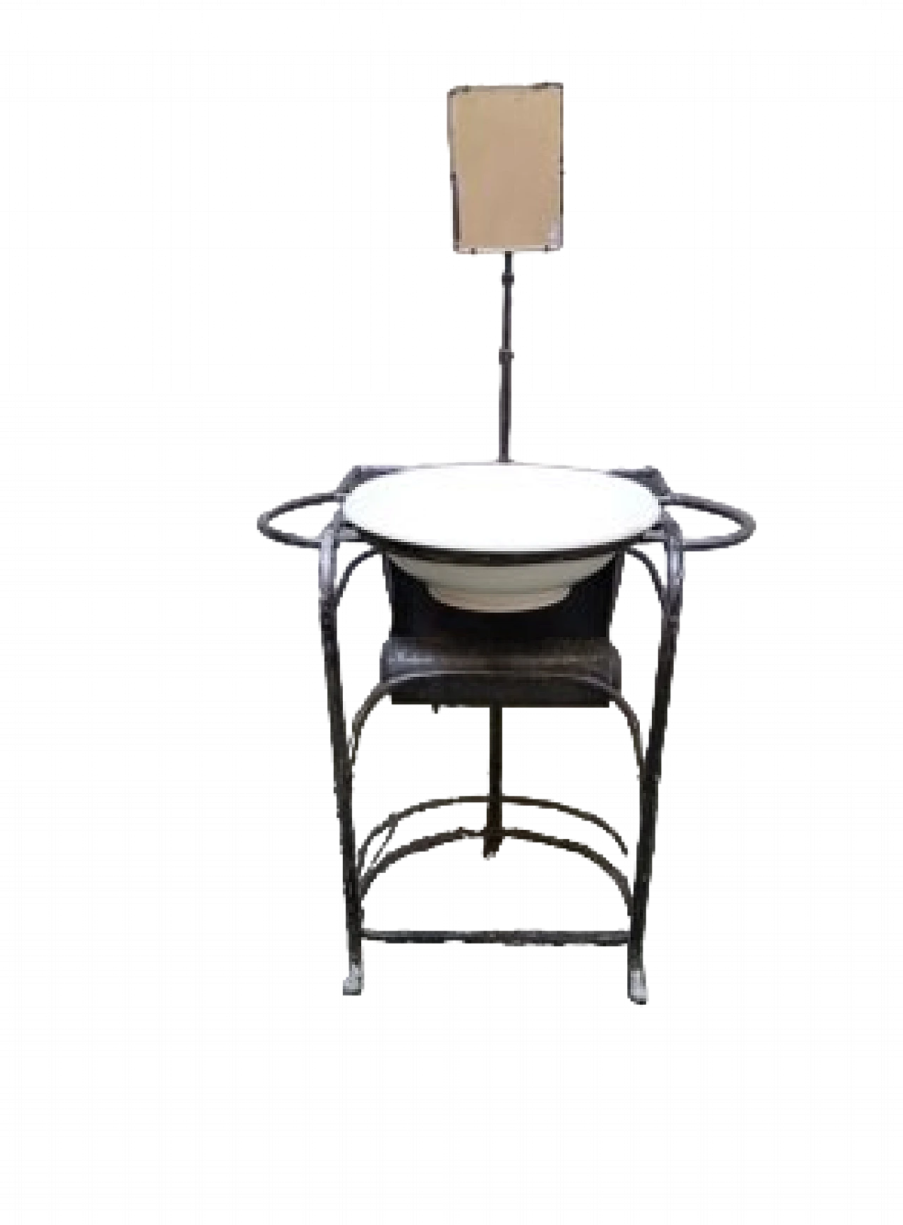 Iron vanity table with mirror and bowl, 1930s 11