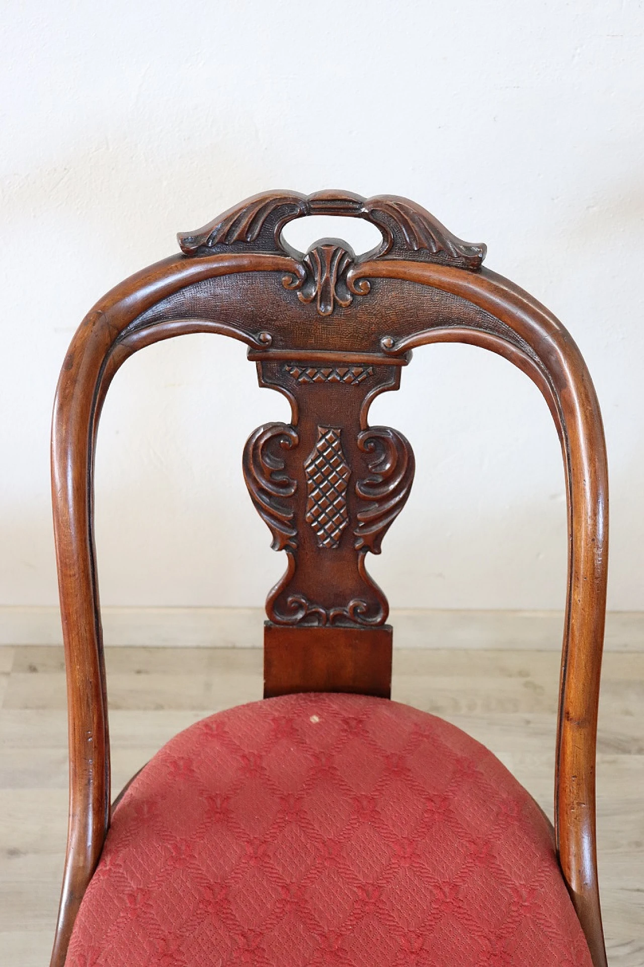 Pair of Charles X walnut and fabric chairs, first half of 19th century 3