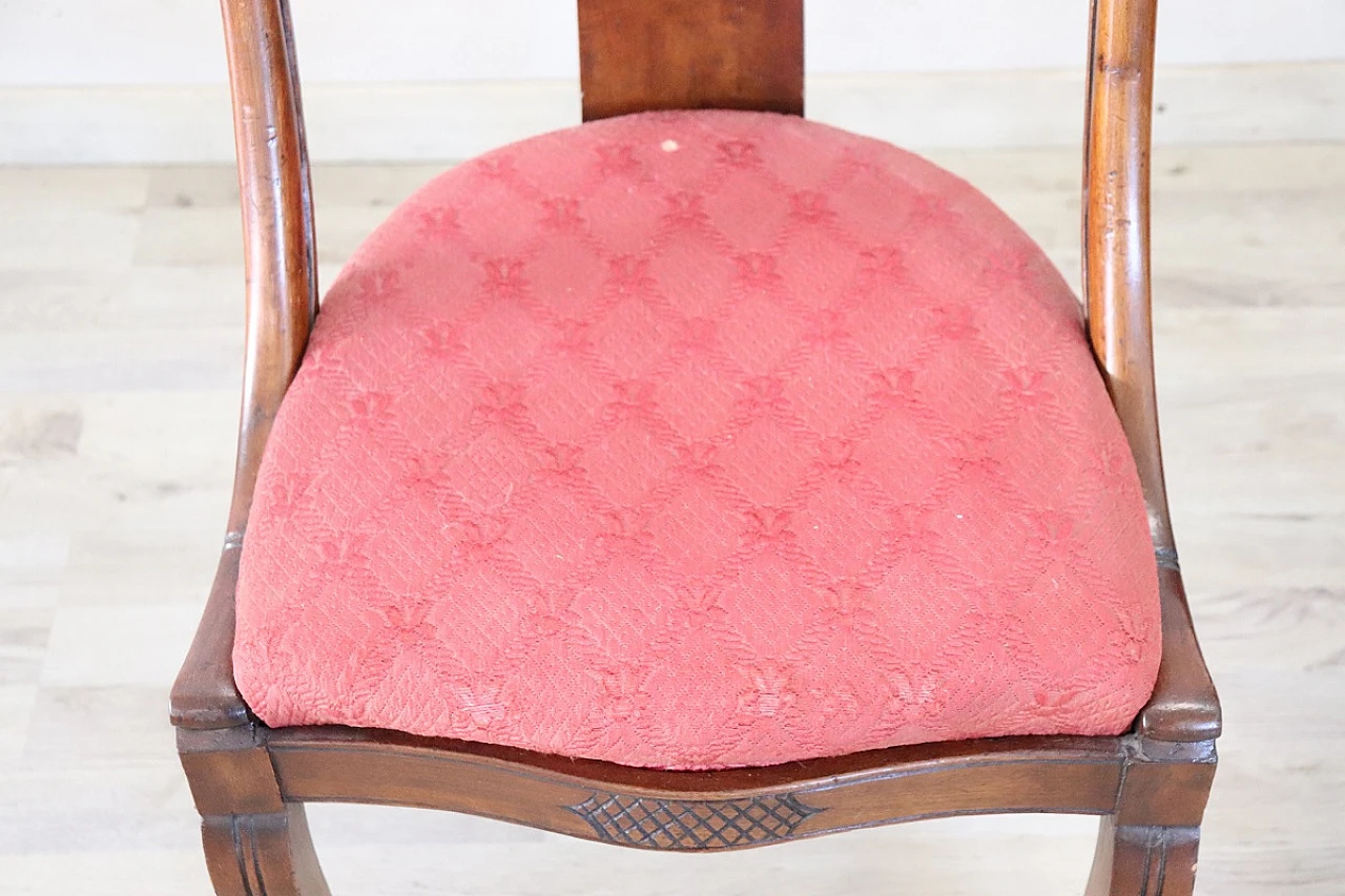 Pair of Charles X walnut and fabric chairs, first half of 19th century 4