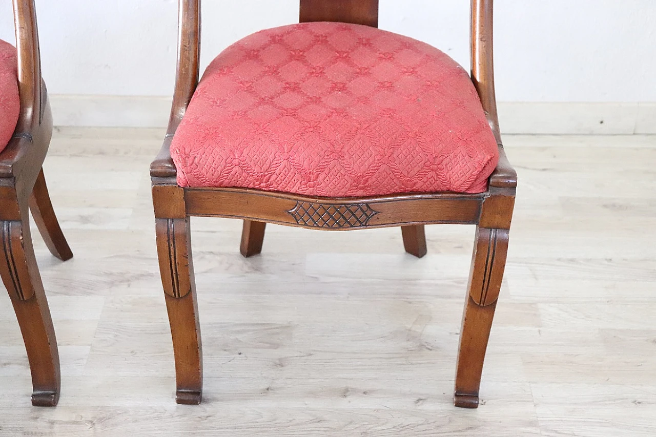 Pair of Charles X walnut and fabric chairs, first half of 19th century 7